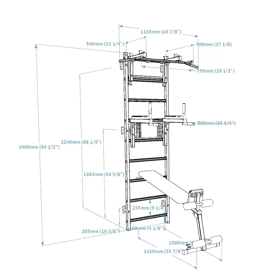 Luxury wallbar for home gym and personal studio – BenchK 733