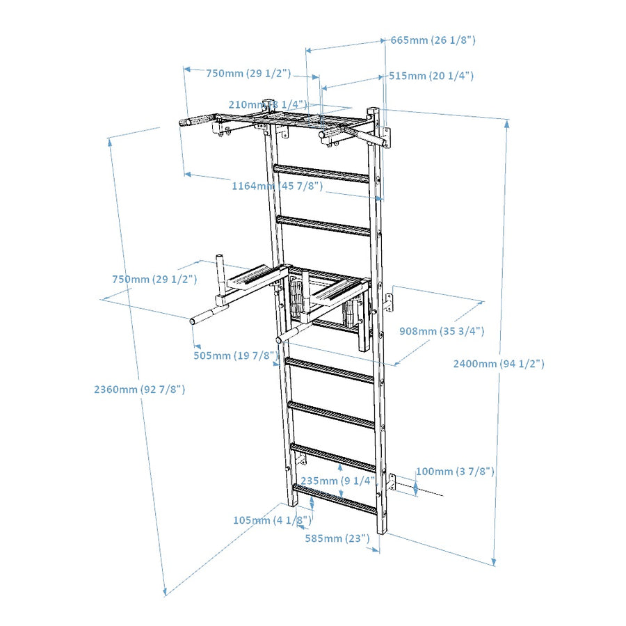 Stall bar for home with pull-up bar and dip station –  BenchK 722