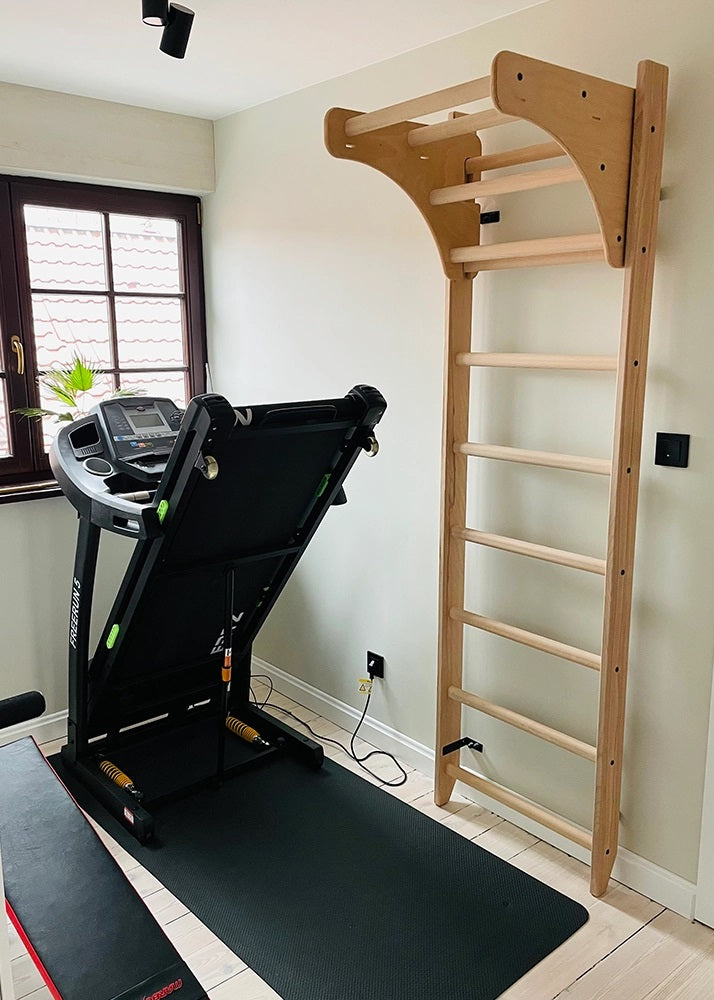 BenchK 111 Solid beech wood wall bars with adjustable pull-up bar