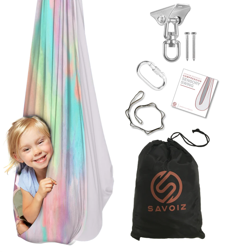 SAVOIZ Sensory Swing- Tie Dye- Sensory hammock- Therapy swing