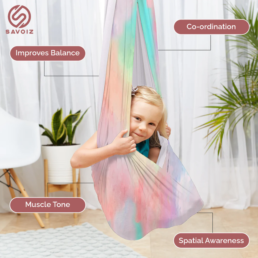 SAVOIZ Sensory Swing- Tie Dye- Sensory hammock- Therapy swing