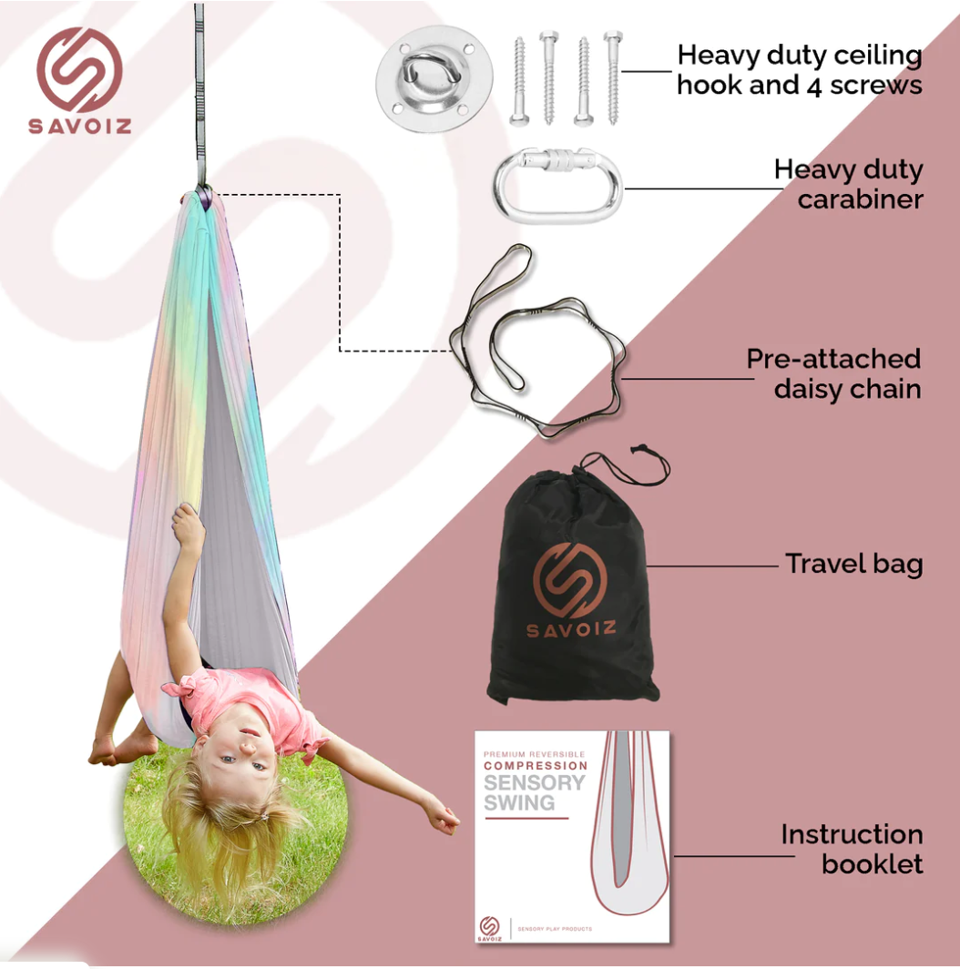 SAVOIZ Sensory Swing- Tie Dye- Sensory hammock- Therapy swing