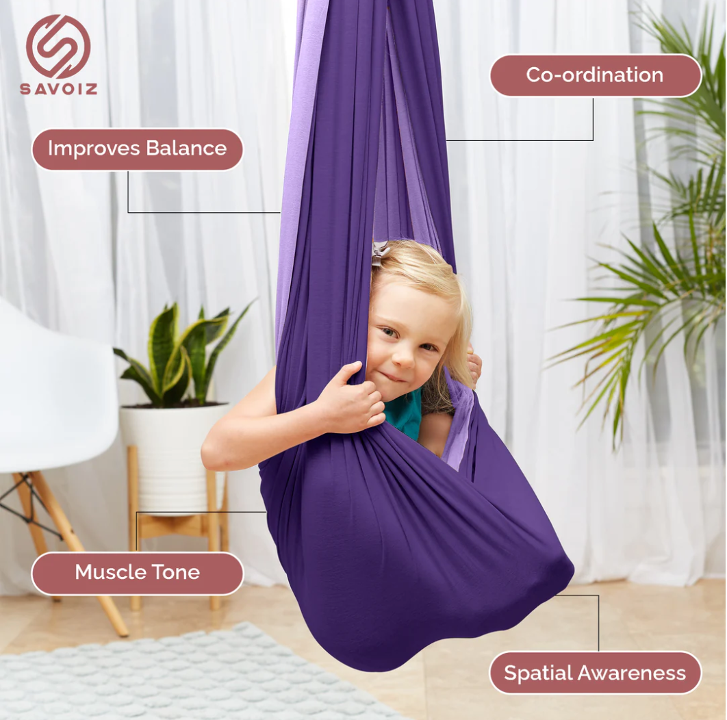 SAVOIZ Sensory Swing - Orange/Green, Pink/Grey, Purple (two toned)