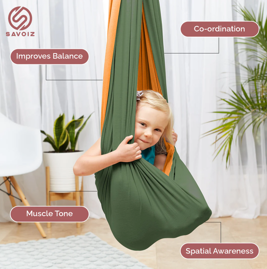 SAVOIZ Sensory Swing - Orange/Green, Pink/Grey, Purple (two toned)