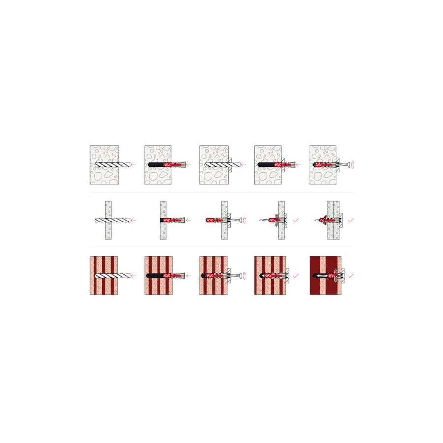 Fischer 10 × 80 expansion plugs with BenchK wall bar screws (12 pcs.) - KM12 (Fischer plugs and screws)