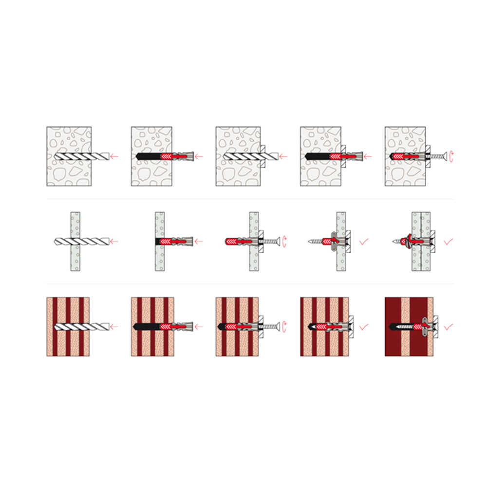 Fischer 10 × 80 expansion plugs with BenchK wall bar screws (8 pcs.) - KM8 (Fischer plugs and screws)